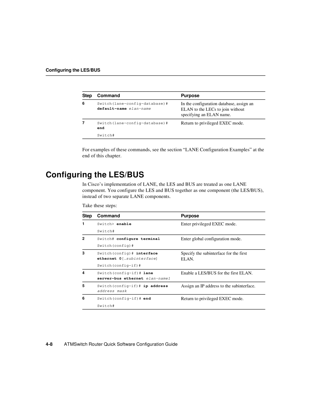 Cisco Systems 78-6897-01 manual Configuring the LES/BUS Step Command 