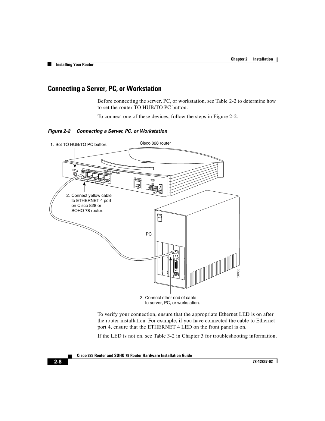 Cisco Systems 78, 828 manual Connecting a Server, PC, or Workstation 