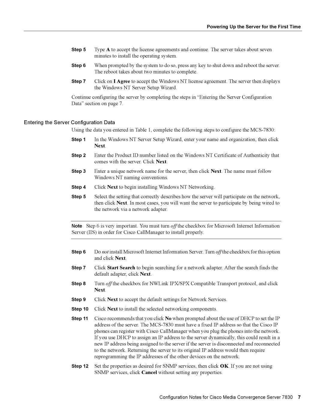 Cisco Systems 7830 specifications Next 