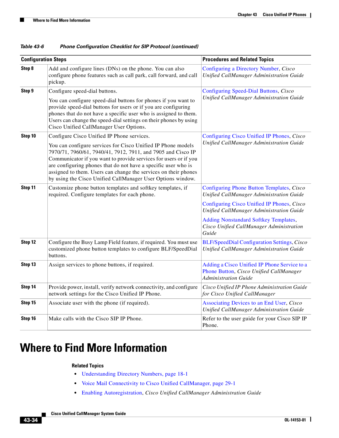 Cisco Systems 7900 manual Where to Find More Information, Related Topics, 43-34 