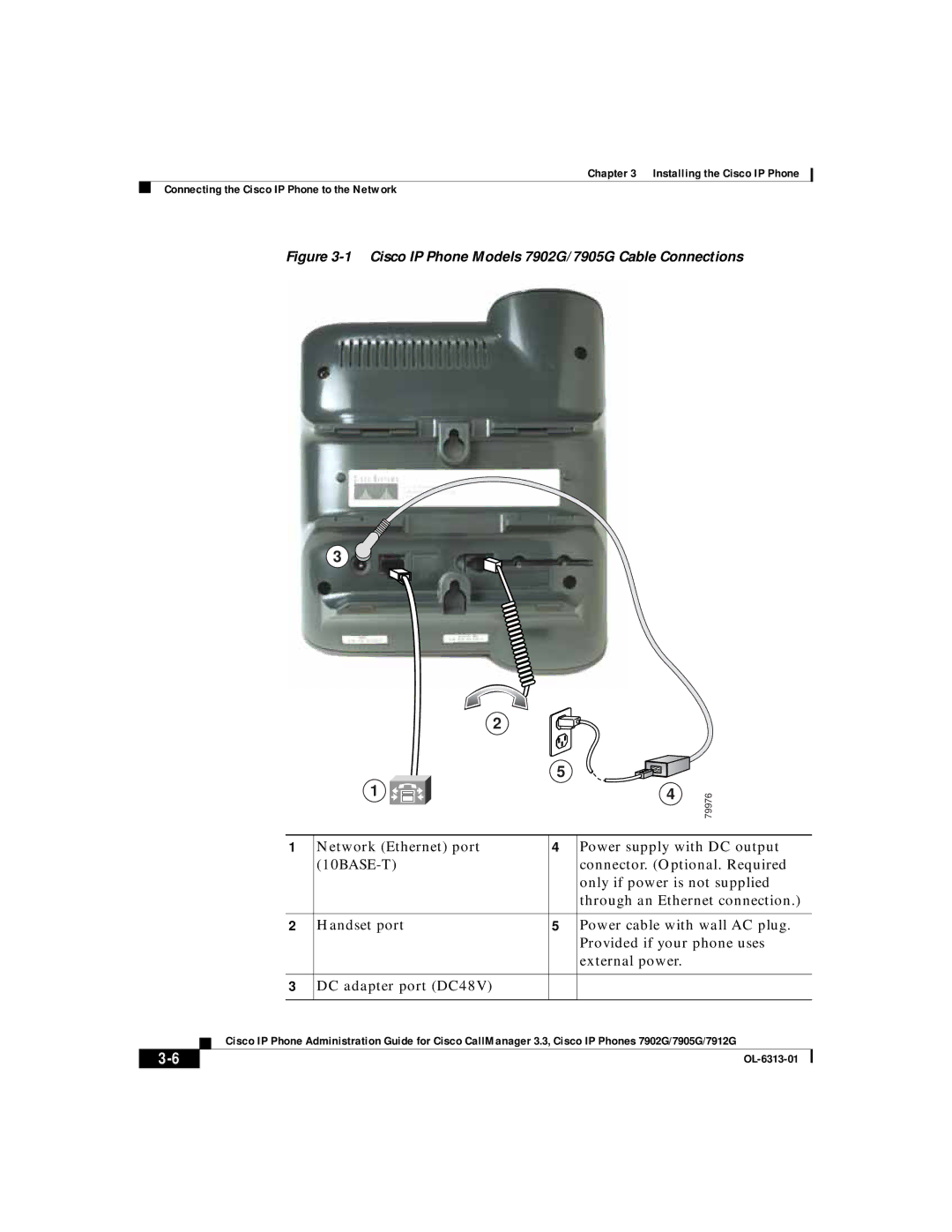 Cisco Systems 7912G manual Cisco IP Phone Models 7902G/7905G Cable Connections 