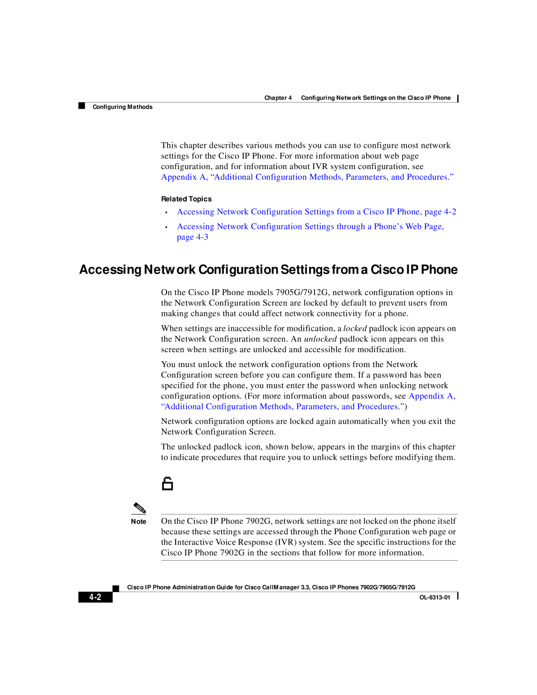 Cisco Systems 7905G, 7902G, 7912G manual Configuring Methods 