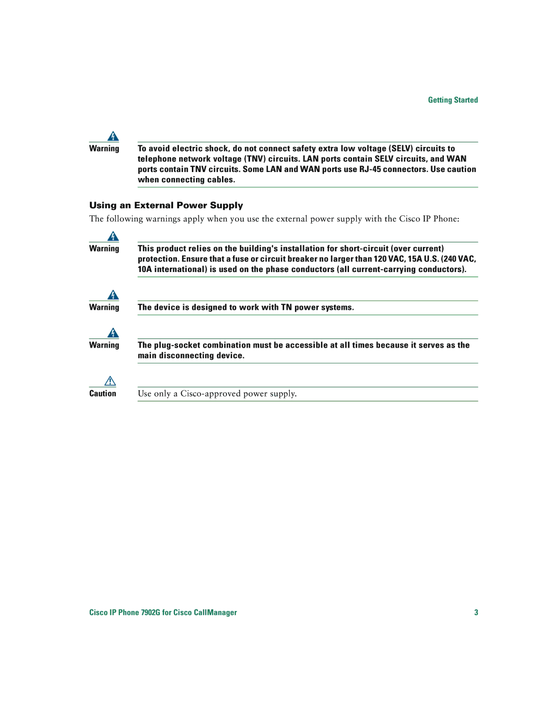 Cisco Systems 7902G warranty When connecting cables, Using an External Power Supply 