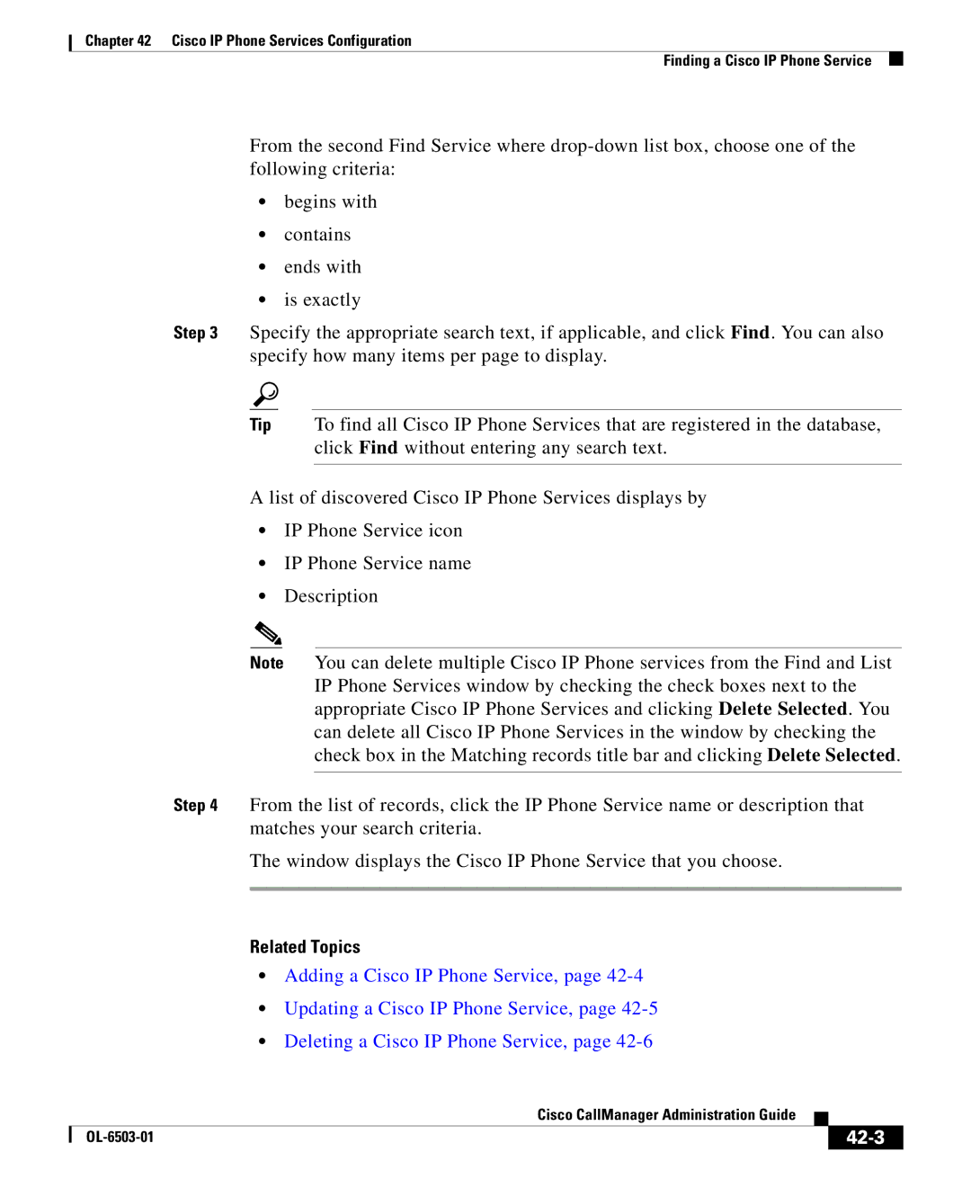 Cisco Systems 7905 manual Related Topics, 42-3 