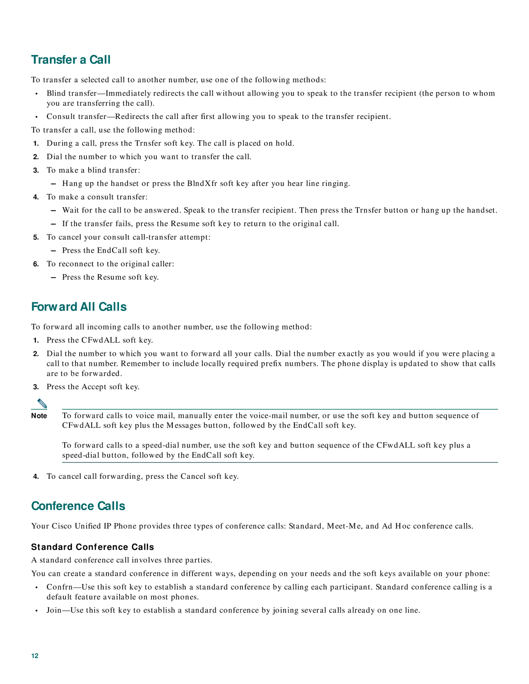 Cisco Systems 7905 manual Transfer a Call, Forward All Calls, Conference Calls 