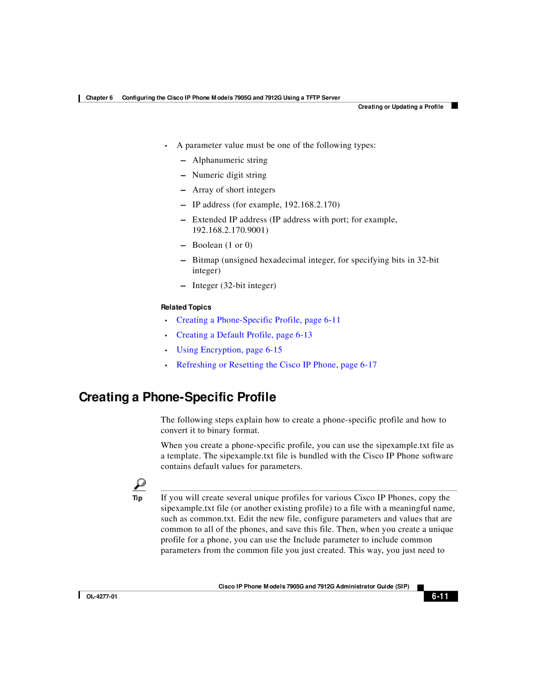 Cisco Systems 7912G, 7905G manual Creating a Phone-Specific Profile 