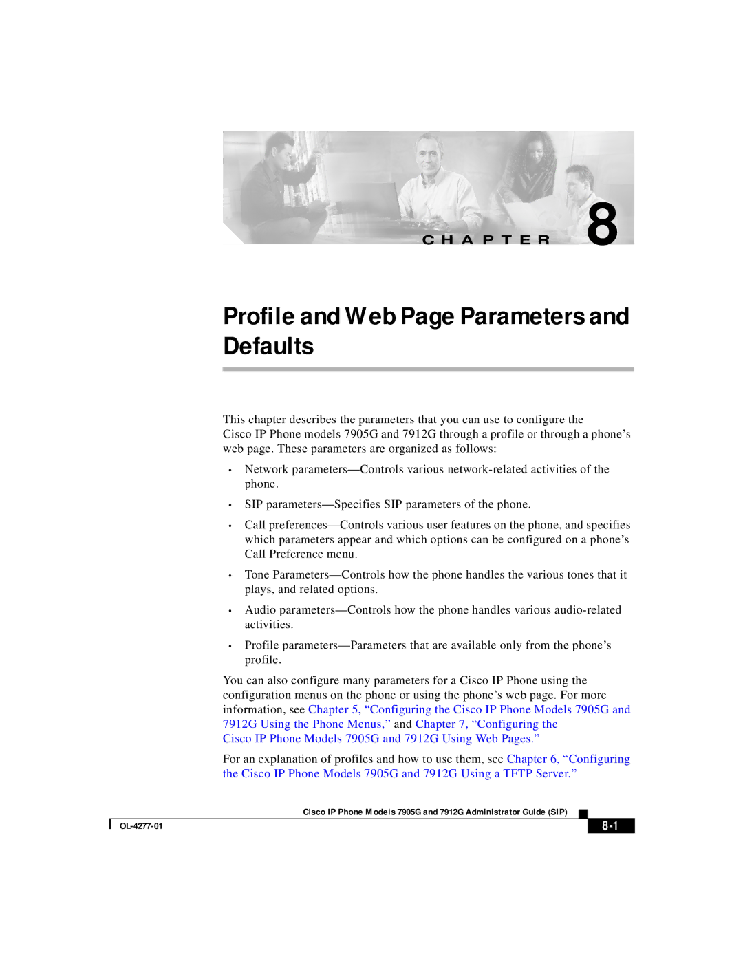 Cisco Systems 7912G, 7905G manual Profile and Web Page Parameters and Defaults 