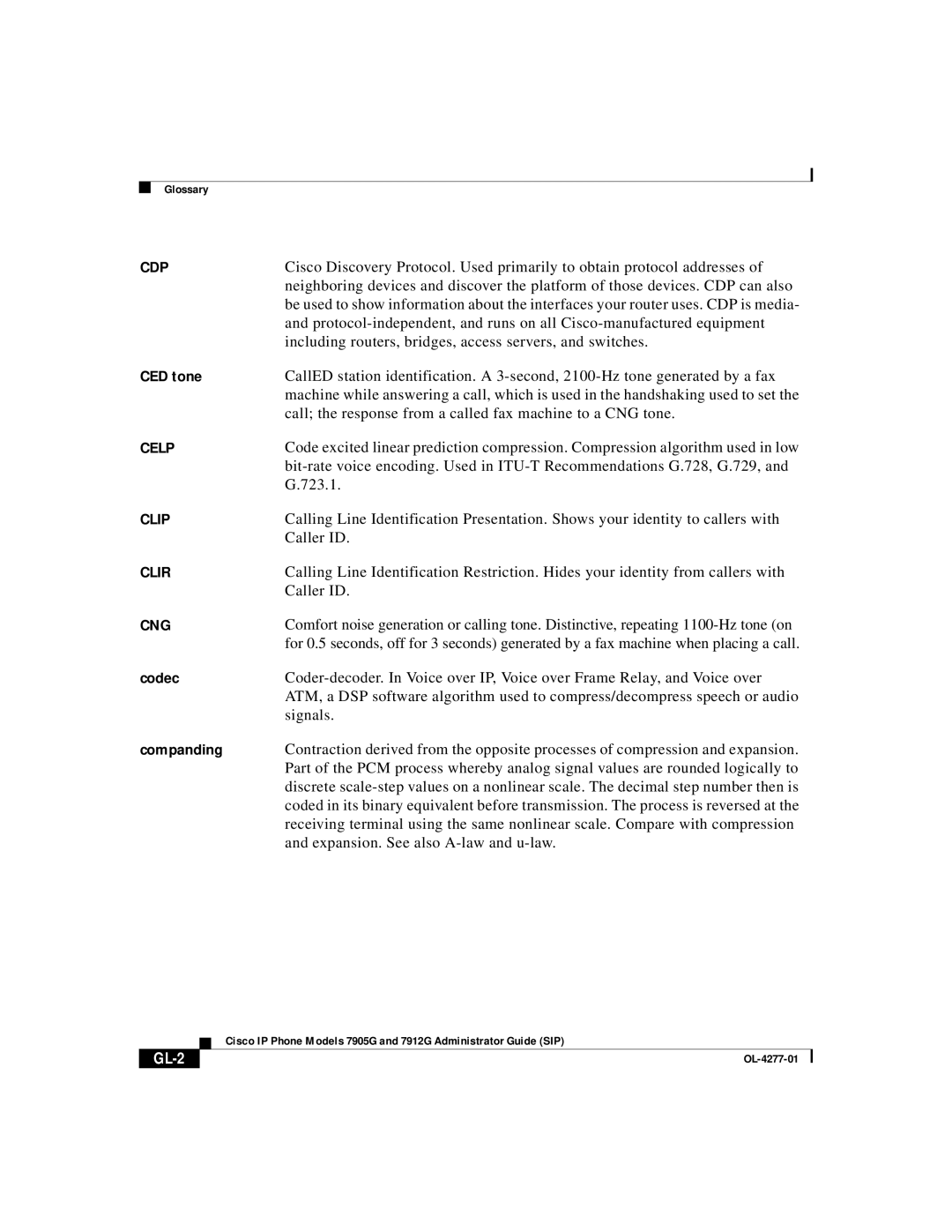 Cisco Systems 7905G, 7912G manual GL-2 