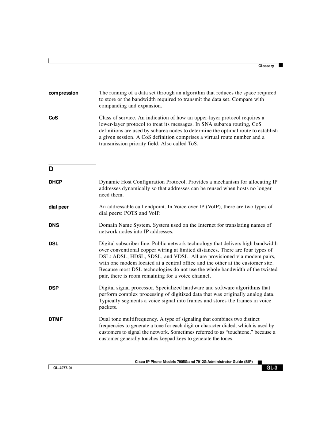 Cisco Systems 7912G, 7905G manual GL-3 