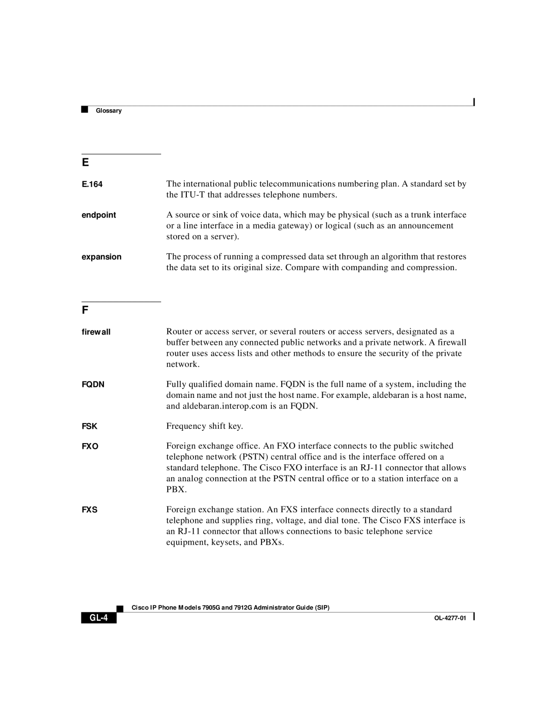 Cisco Systems 7905G, 7912G manual GL-4 