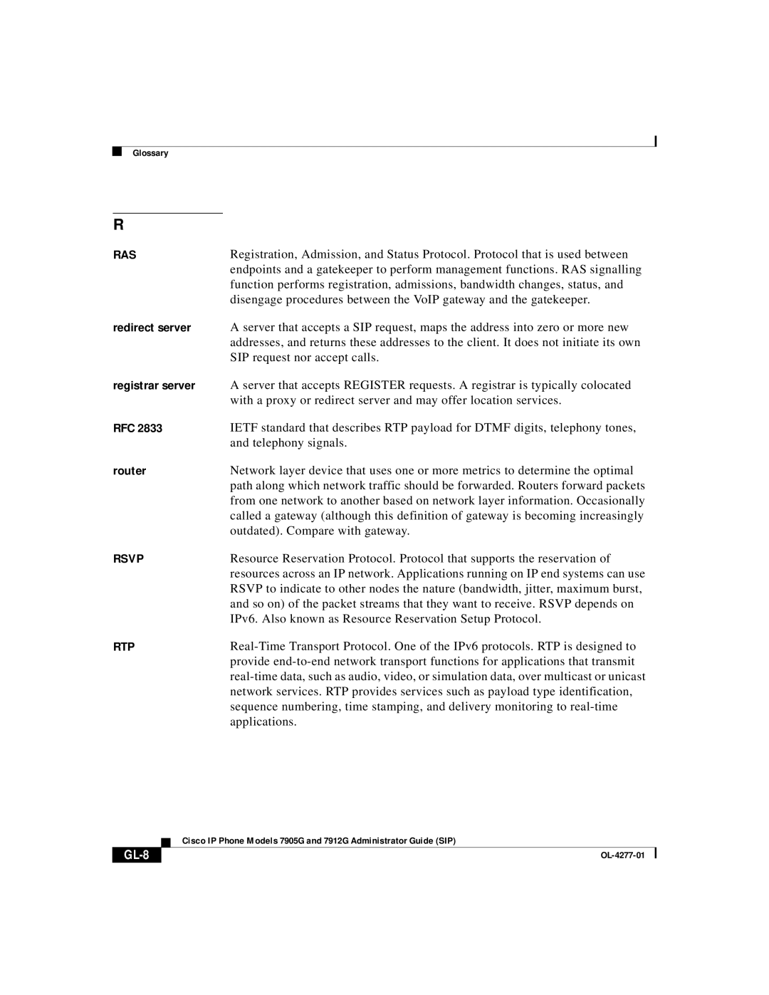 Cisco Systems 7905G, 7912G manual GL-8 