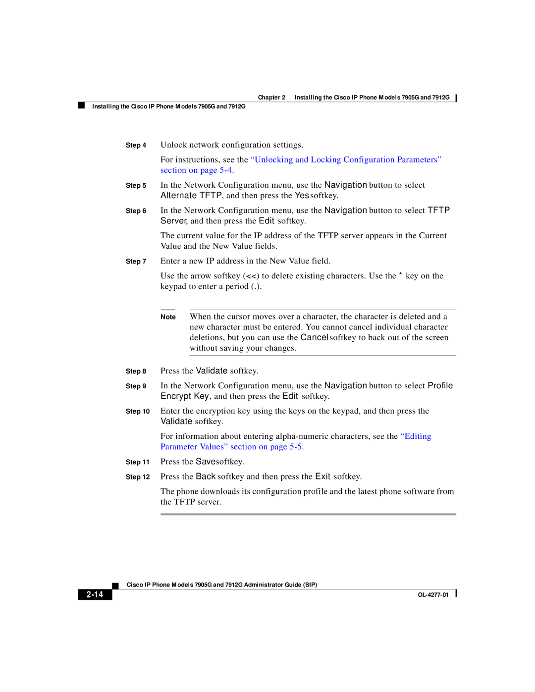 Cisco Systems 7905G, 7912G manual Parameter Values section on 