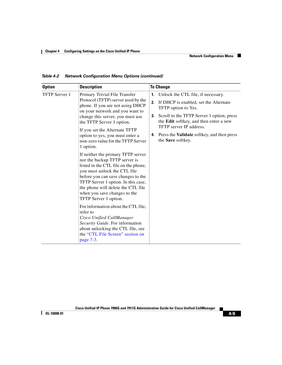 Cisco Systems 7911G, 7906G manual CTL File Screen section on 