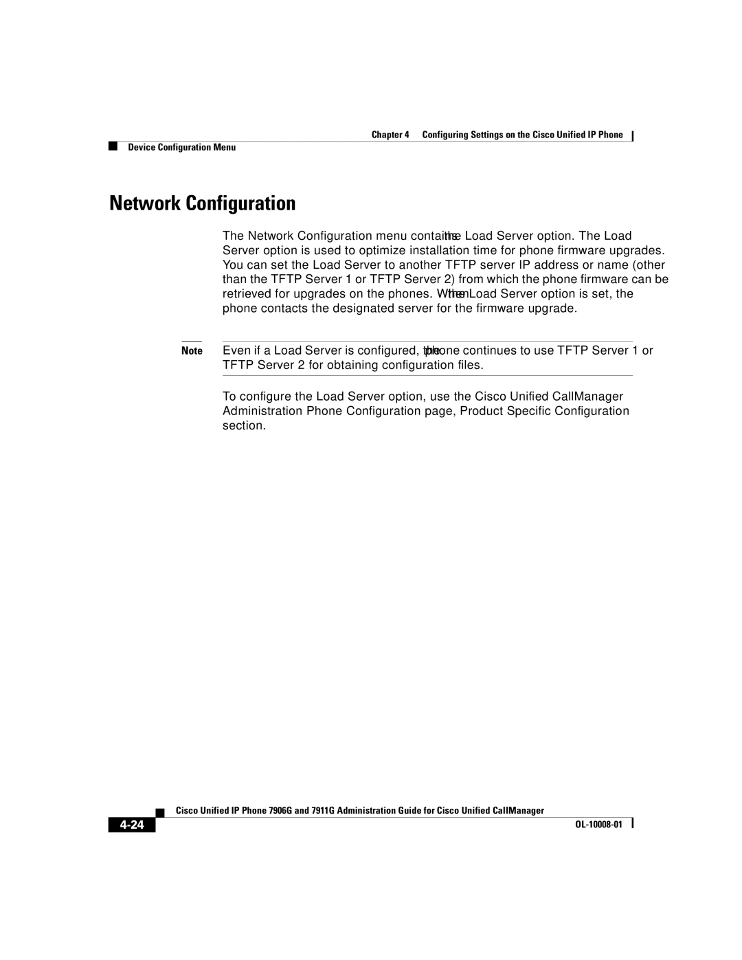 Cisco Systems 7906G, 7911G manual Network Configuration 