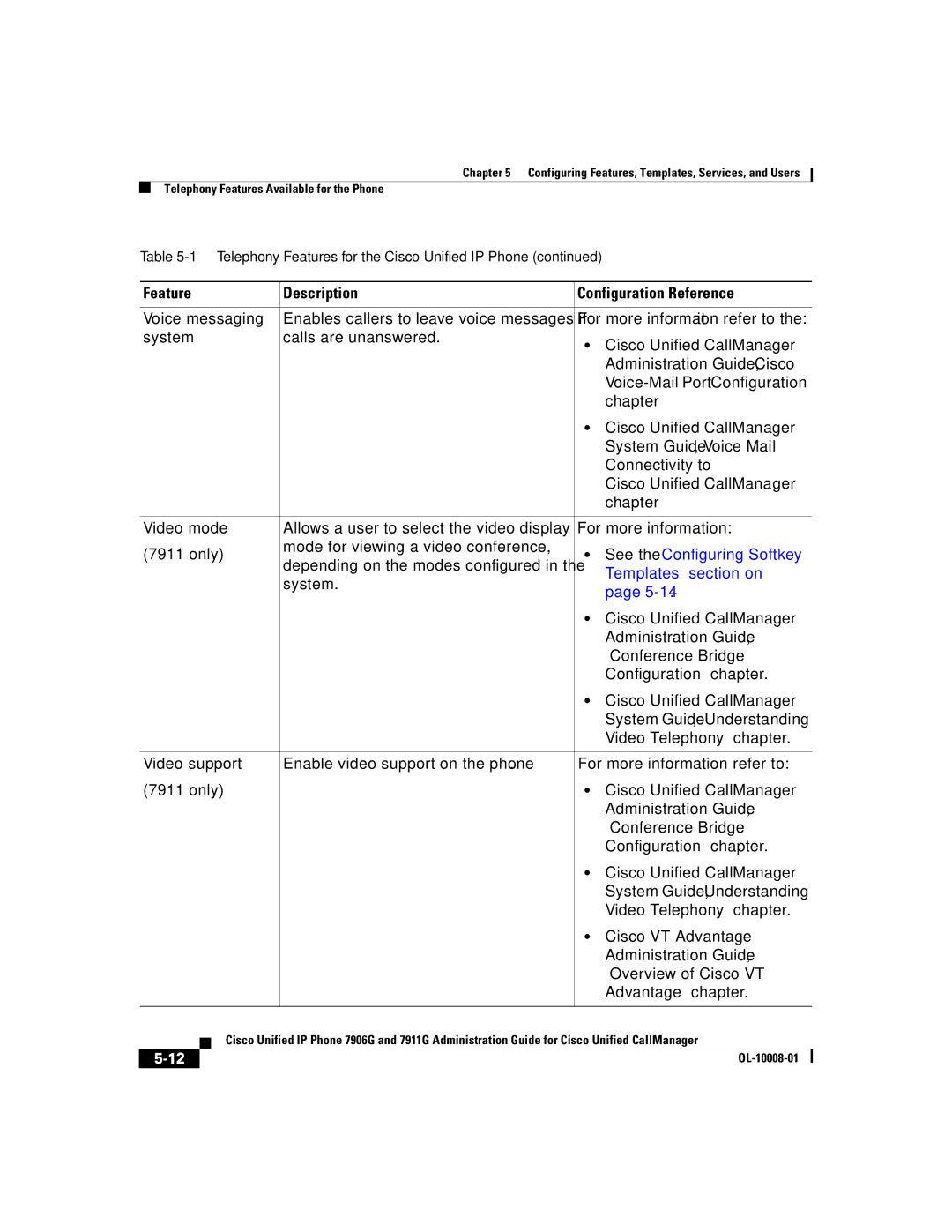 Cisco Systems 7906G, 7911G manual See the Configuring Softkey, Templates section on 