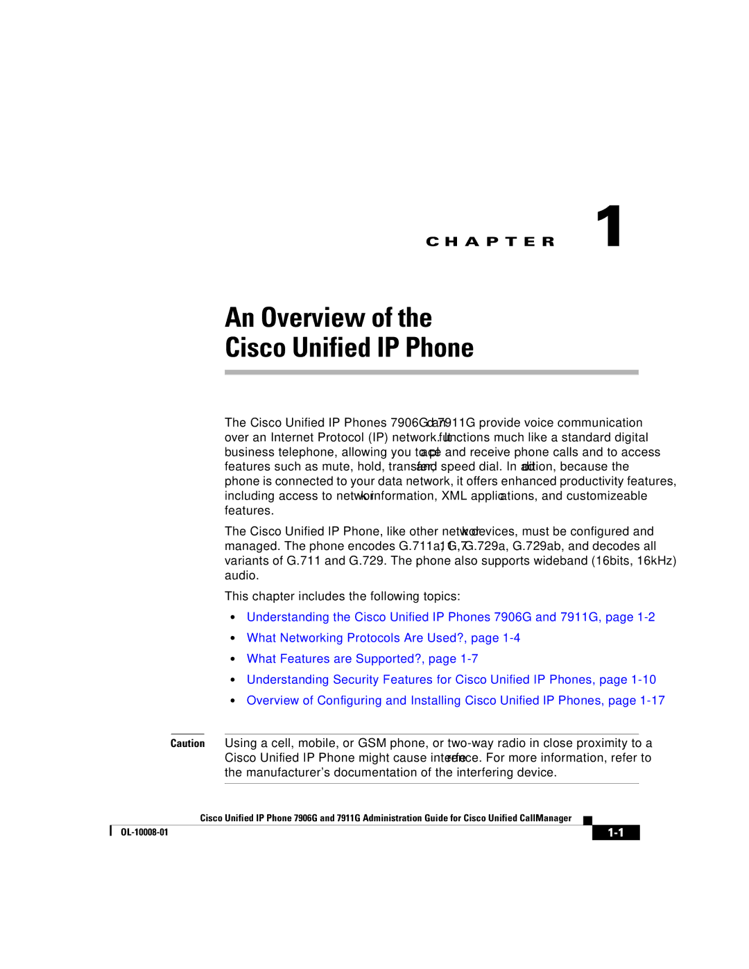 Cisco Systems 7911G, 7906G manual An Overview Cisco Unified IP Phone 