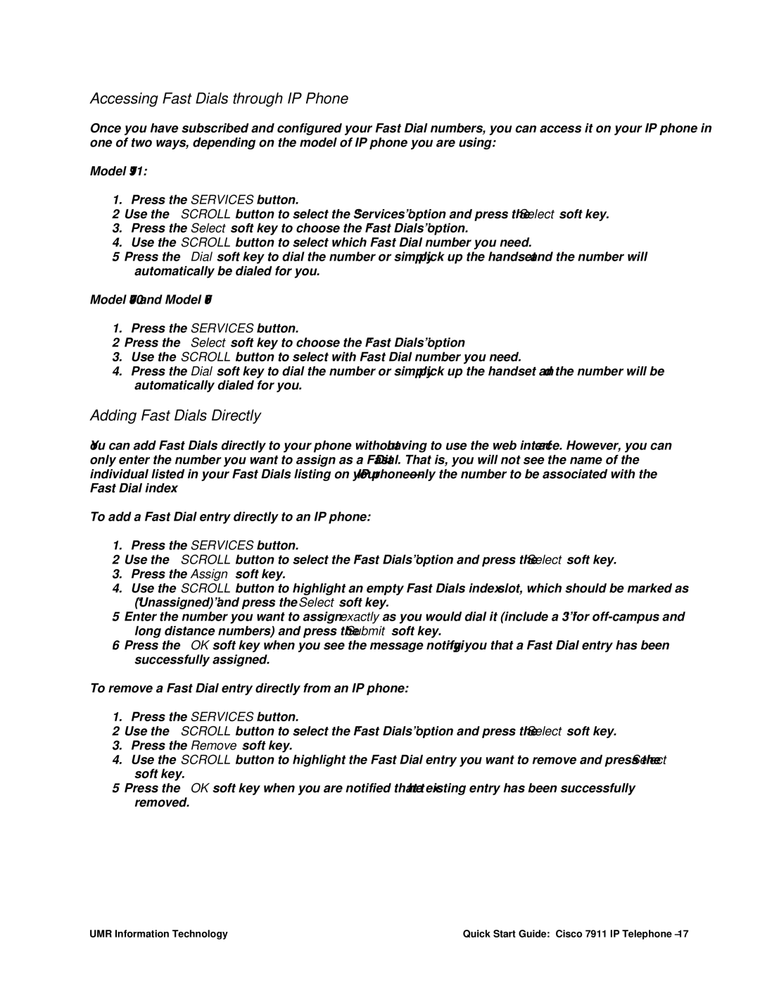 Cisco Systems 7911 quick start Accessing Fast Dials through IP Phone 