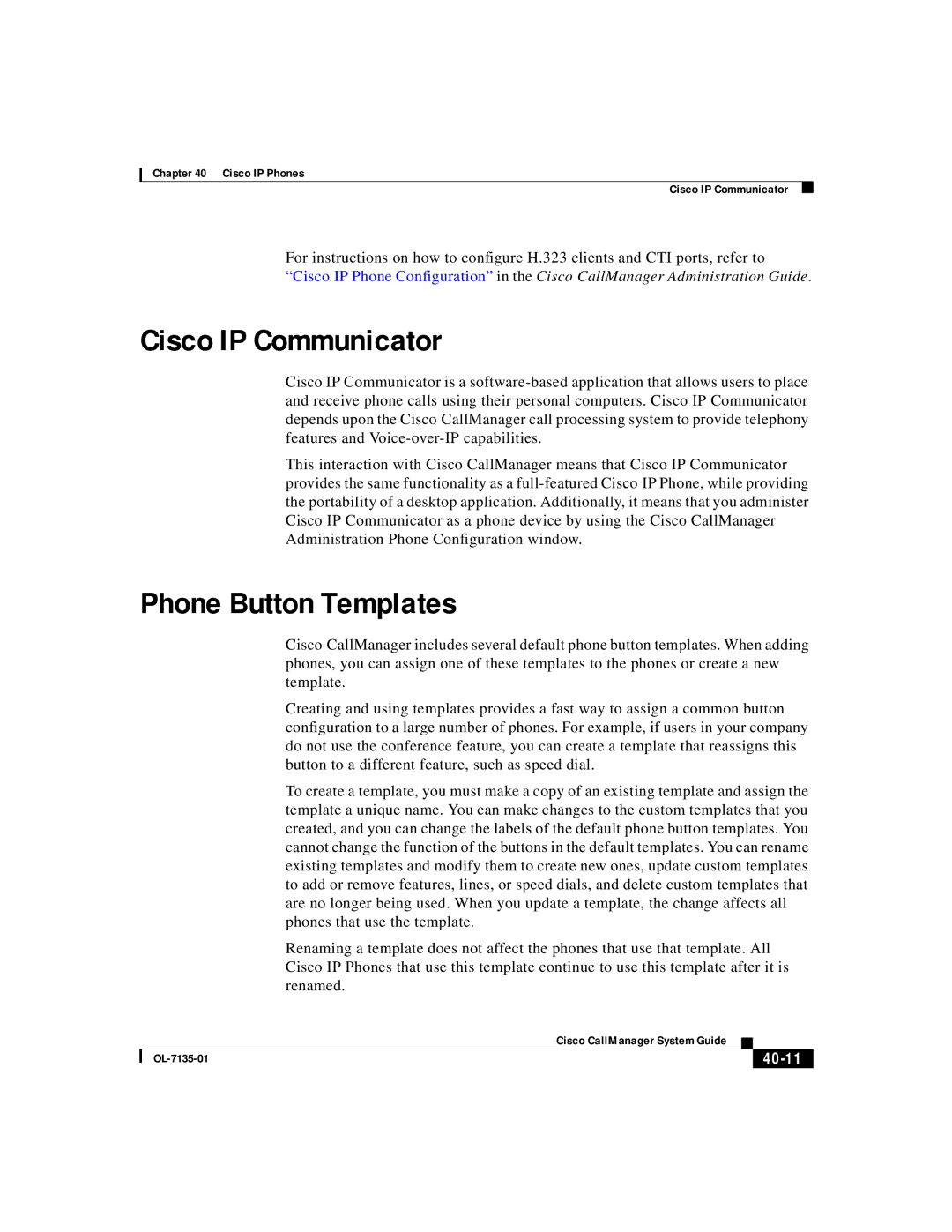 Cisco Systems 12 series, 7914, 7936, 7935 manual Cisco IP Communicator, Phone Button Templates, 40-11 