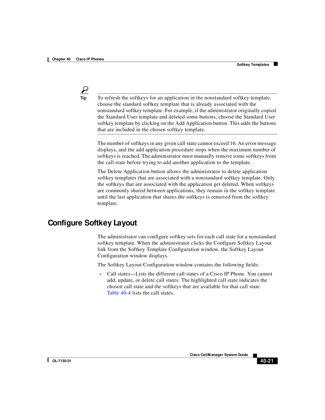 Cisco Systems 7936, 7914, 7935, 12 series manual Configure Softkey Layout, 40-21 