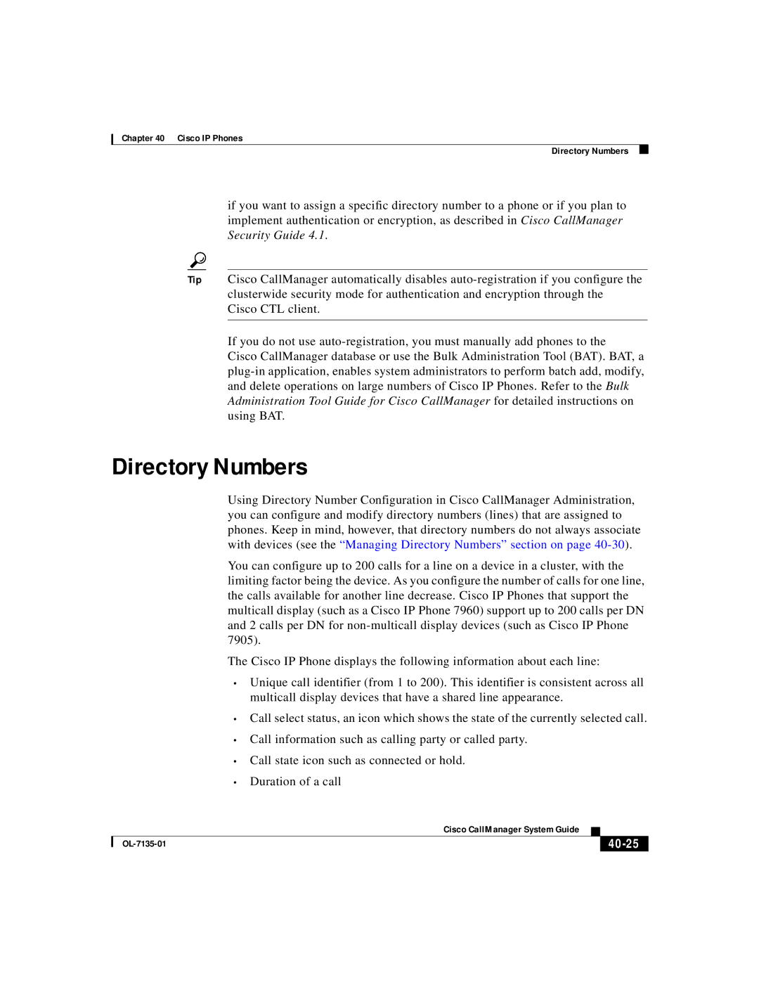 Cisco Systems 7936, 7914, 7935, 12 series manual Directory Numbers, 40-25 