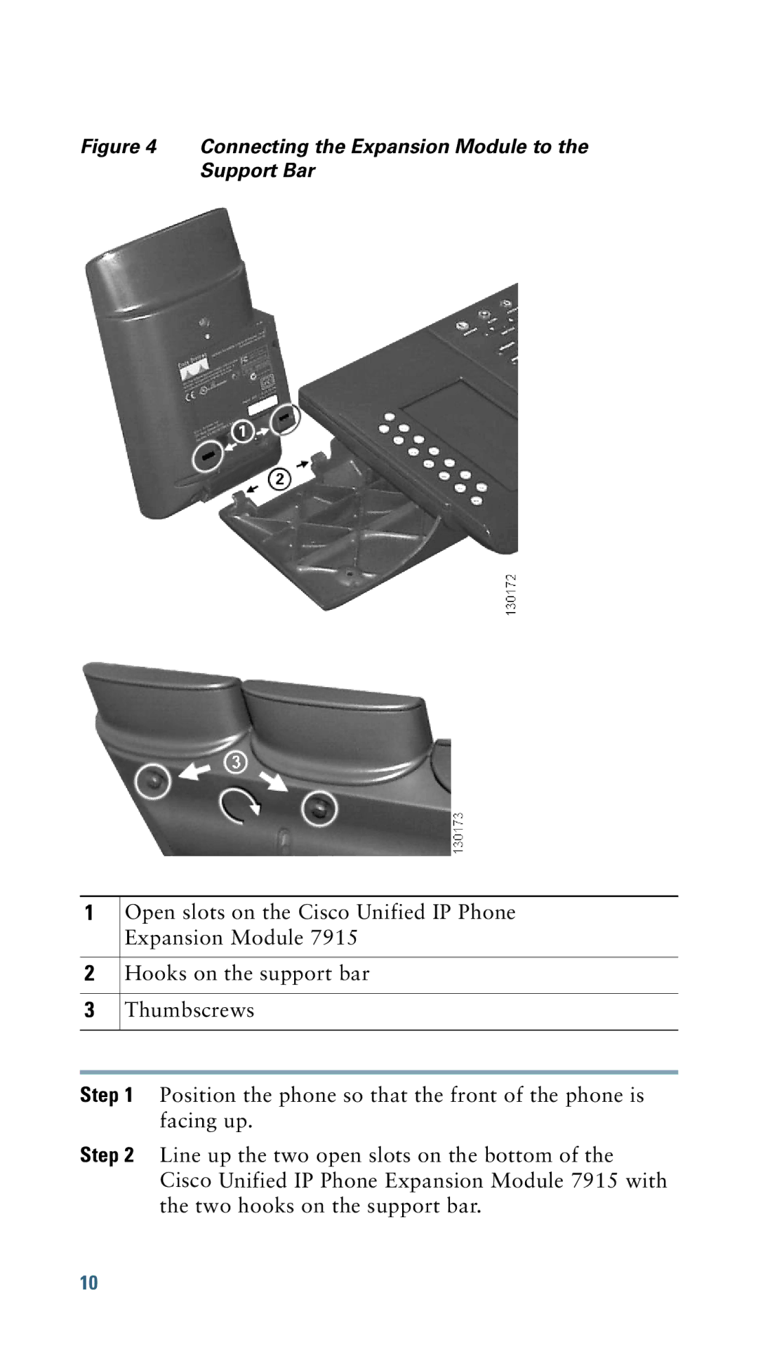 Cisco Systems 7915 warranty Connecting the Expansion Module to the Support Bar 