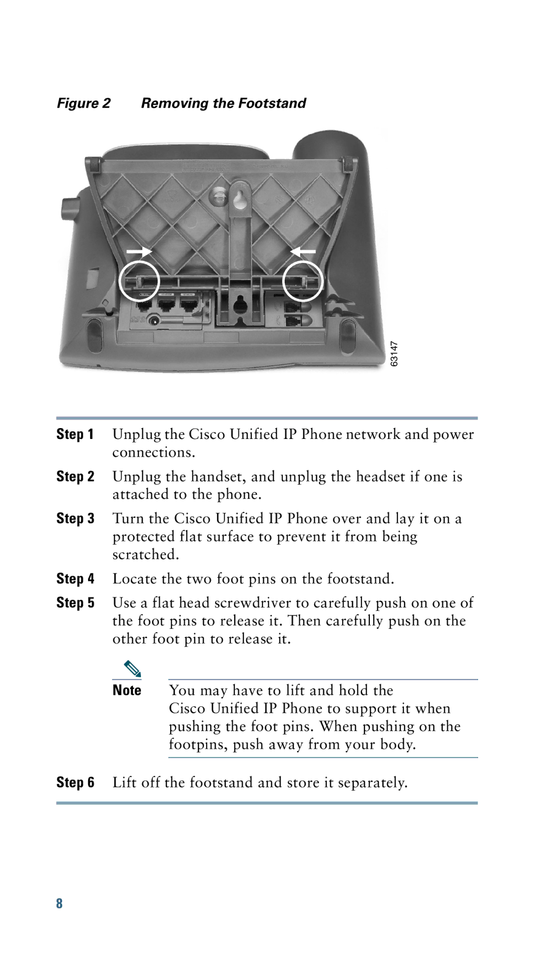 Cisco Systems 7915 warranty Removing the Footstand 