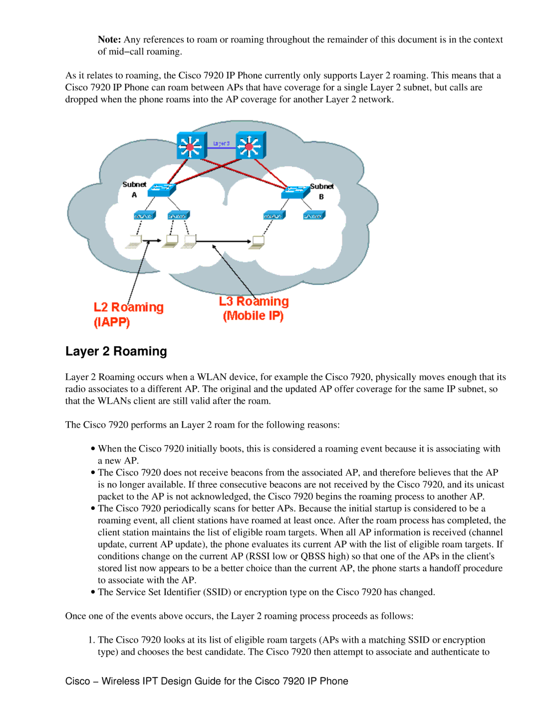 Cisco Systems 7920 IP manual Layer 2 Roaming 