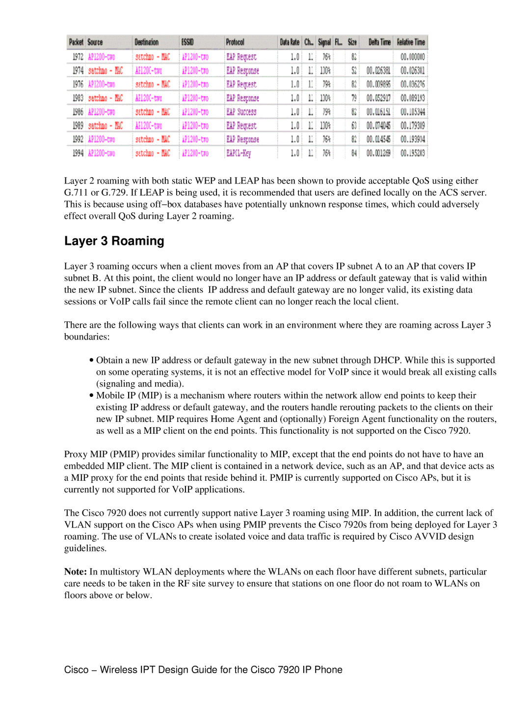 Cisco Systems 7920 IP manual Layer 3 Roaming 