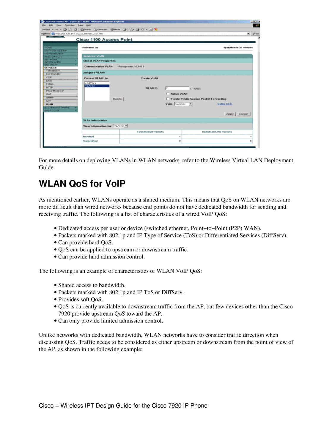 Cisco Systems 7920 IP manual Wlan QoS for VoIP 