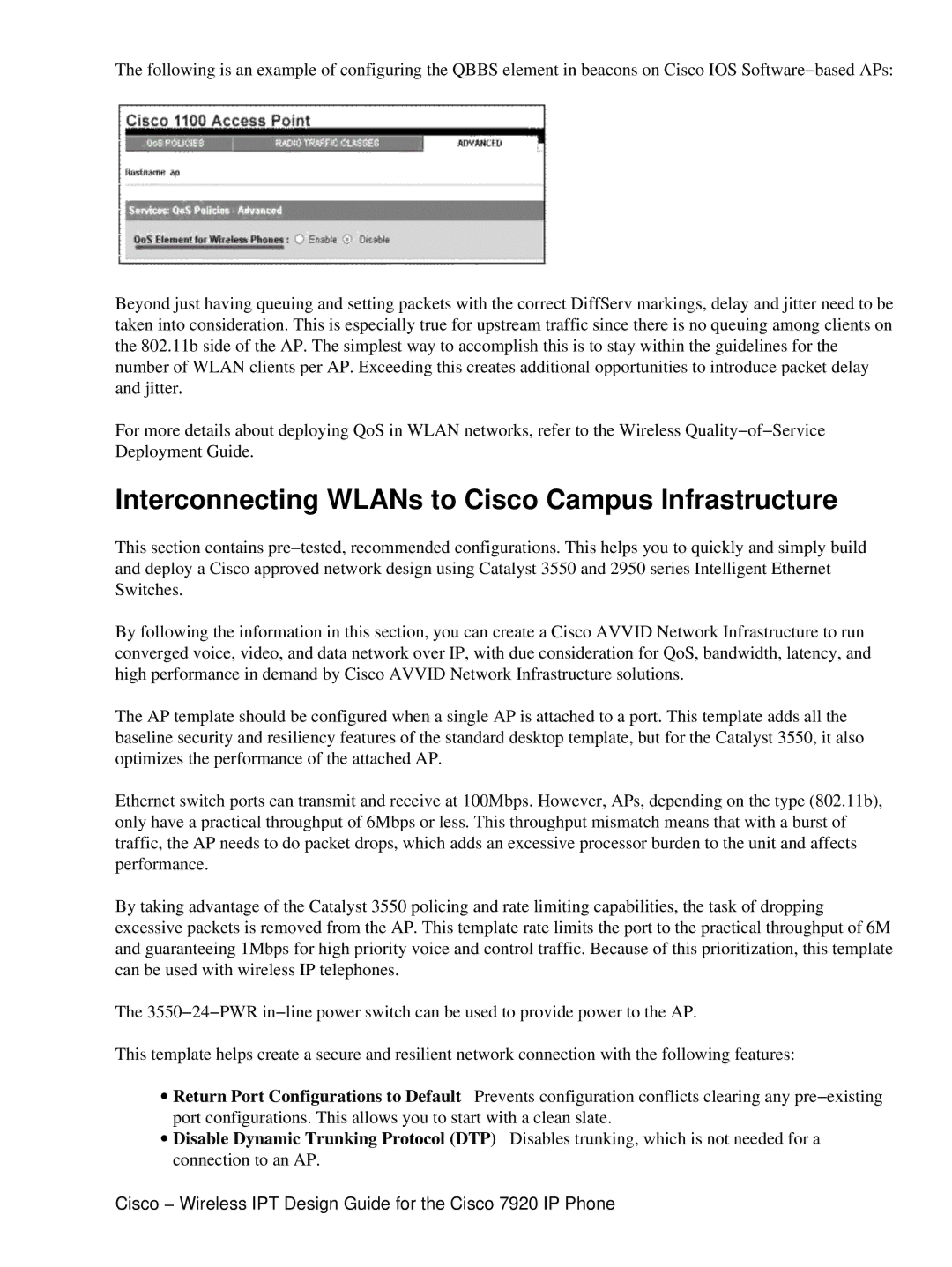 Cisco Systems 7920 IP manual Interconnecting WLANs to Cisco Campus Infrastructure 