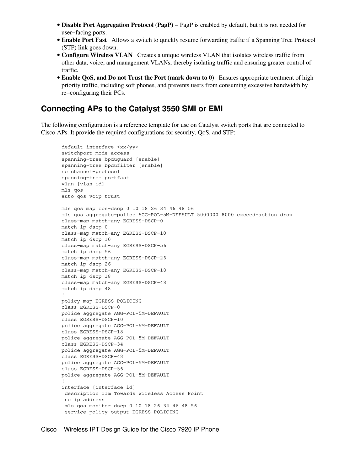 Cisco Systems 7920 IP manual Connecting APs to the Catalyst 3550 SMI or EMI 