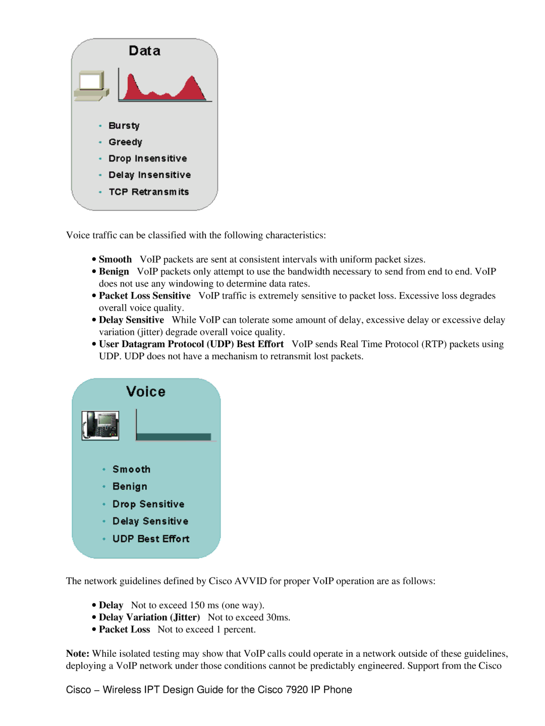 Cisco Systems 7920 IP manual ∙ Delay Variation Jitter Not to exceed 30ms 