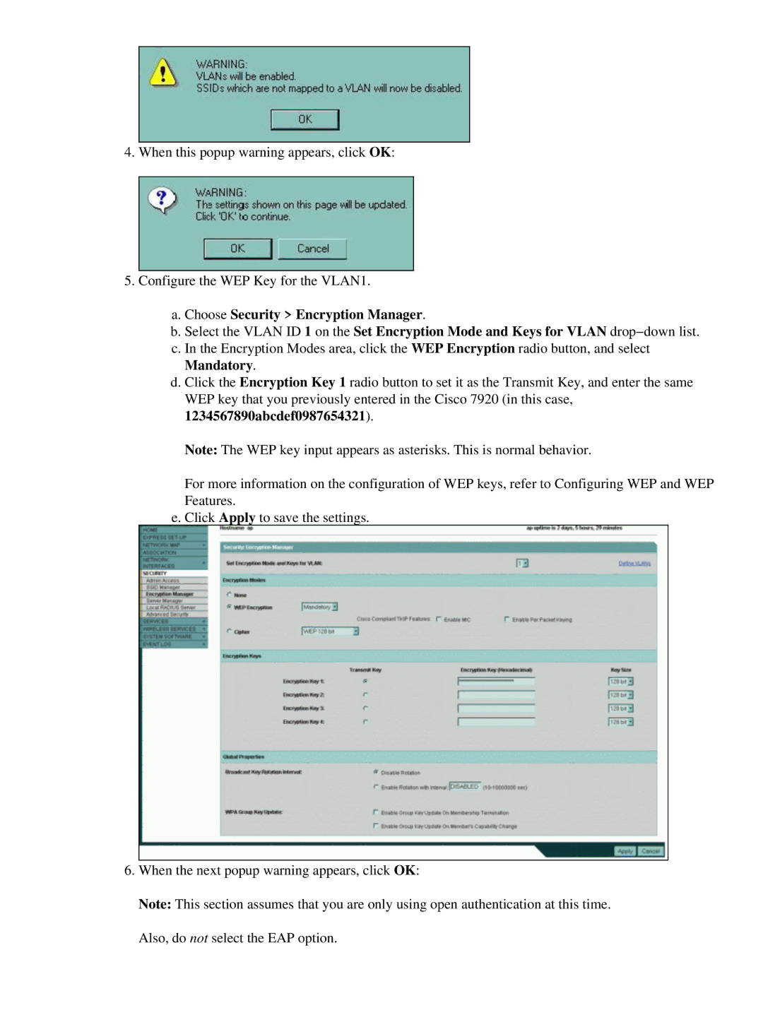 Cisco Systems 7920 appendix Choose Security Encryption Manager 