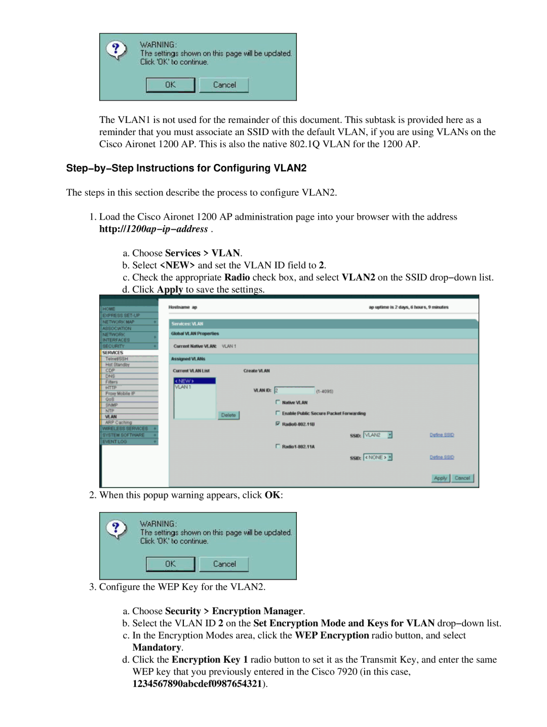 Cisco Systems 7920 appendix Step−by−Step Instructions for Configuring VLAN2 