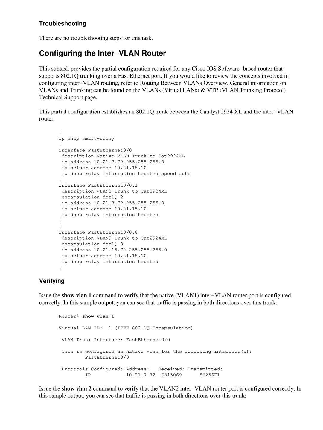 Cisco Systems 7920 appendix Configuring the Inter−VLAN Router, Router# show vlan 