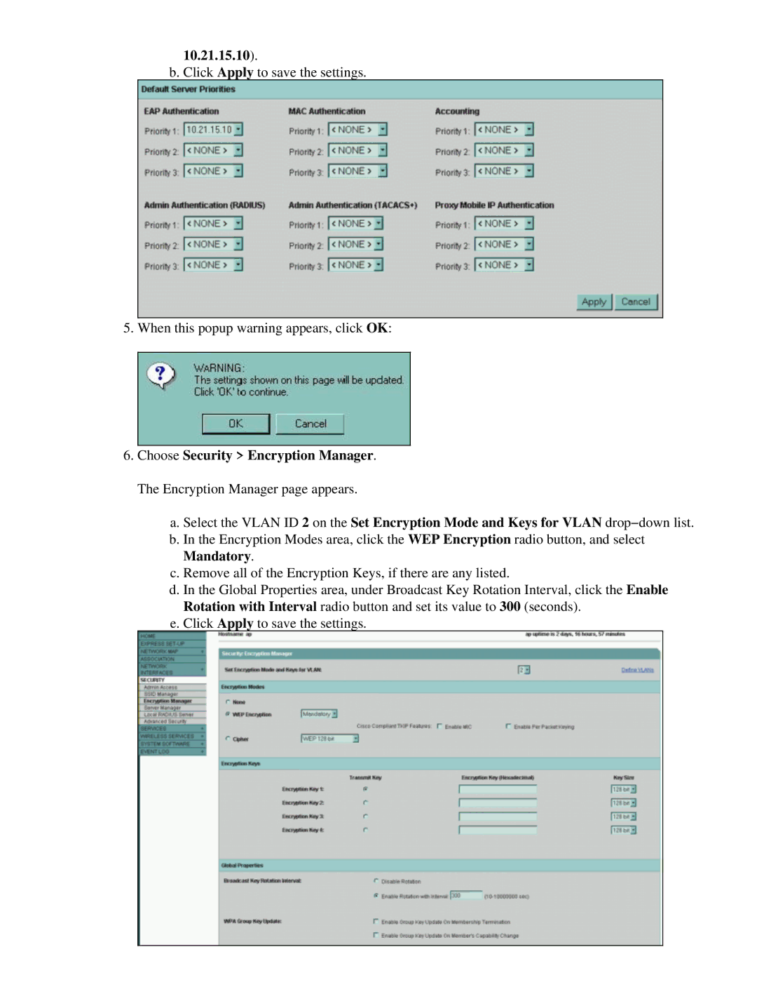 Cisco Systems 7920 appendix 10.21.15.10, Choose Security Encryption Manager 