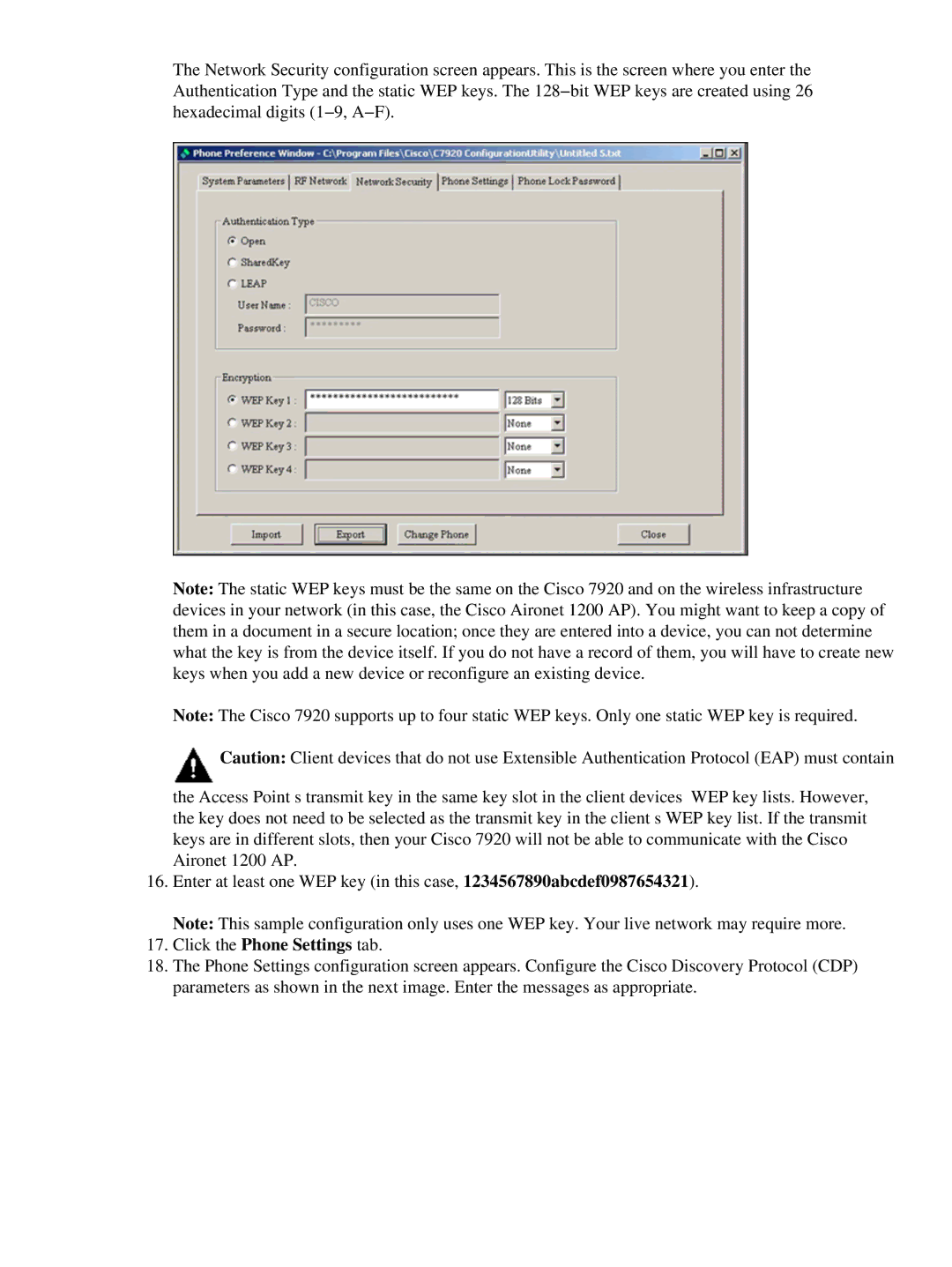 Cisco Systems 7920 appendix Click the Phone Settings tab 