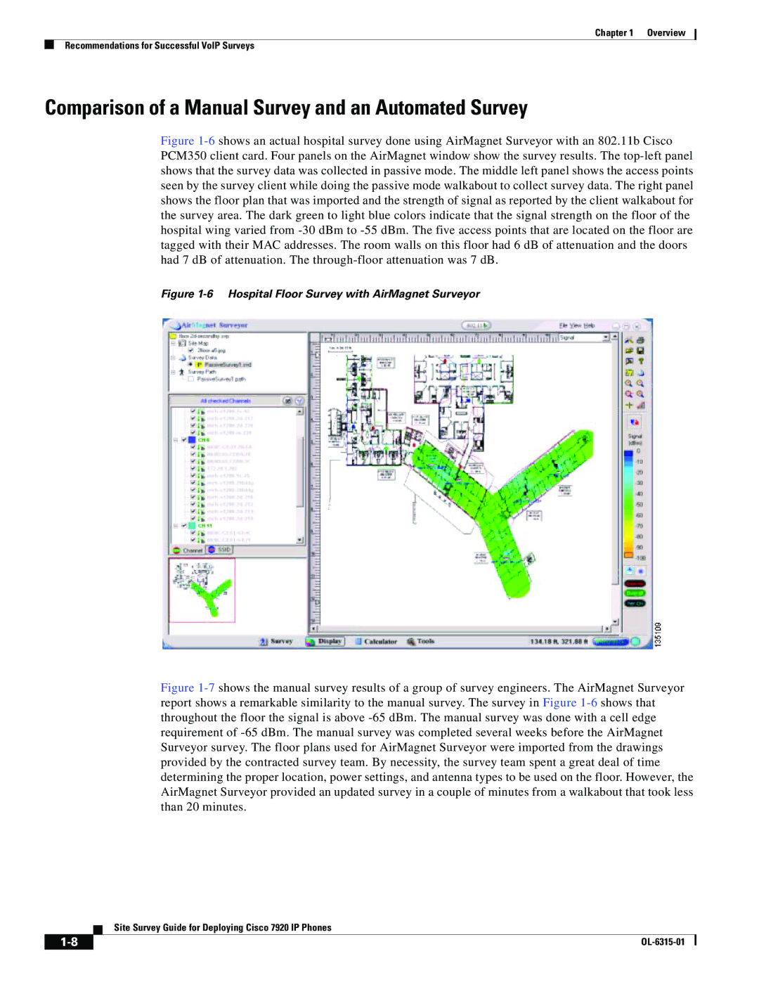 Cisco Systems 7920 Comparison of a Manual Survey and an Automated Survey, Hospital Floor Survey with AirMagnet Surveyor 