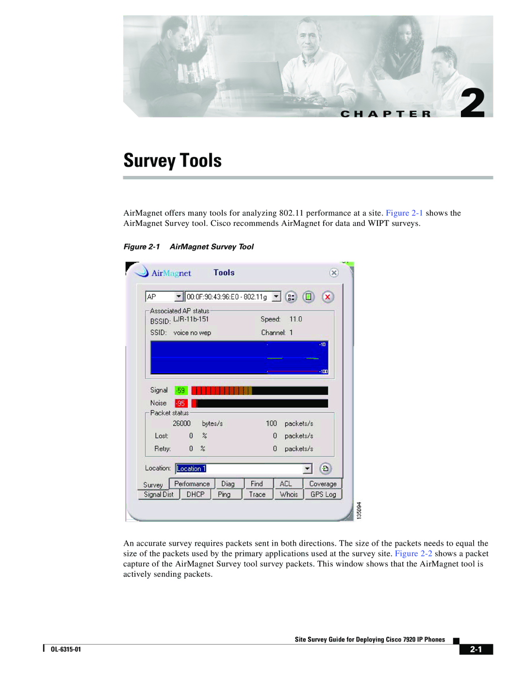 Cisco Systems 7920 manual Survey Tools, AirMagnet Survey Tool 