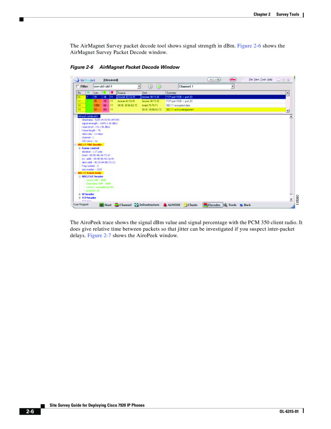 Cisco Systems 7920 manual AirMagnet Packet Decode Window 