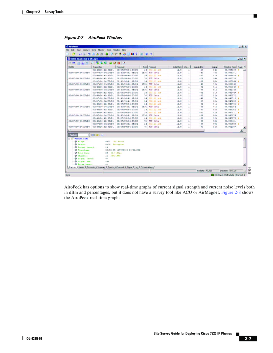 Cisco Systems 7920 manual AiroPeek Window 