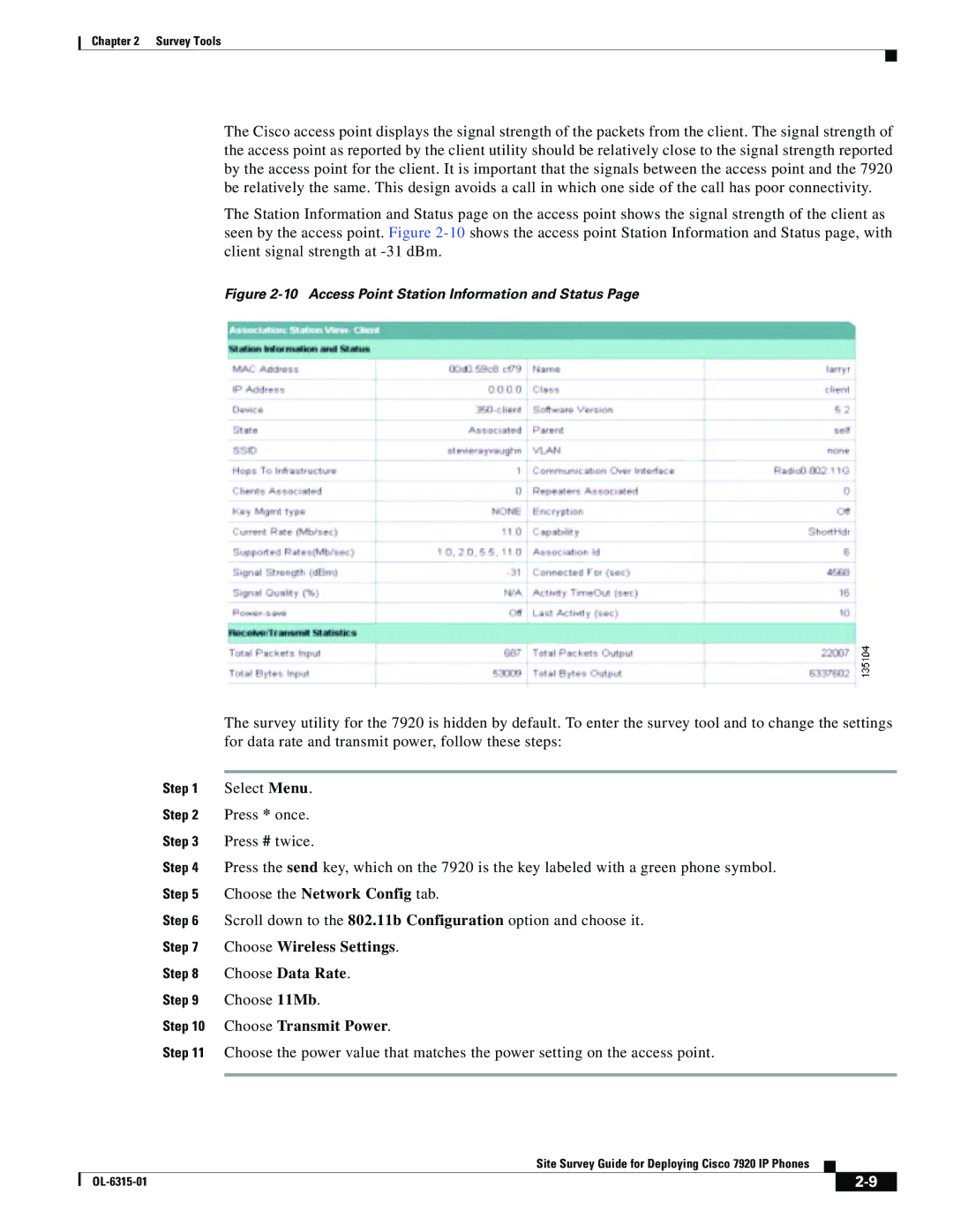 Cisco Systems 7920 manual Choose Wireless Settings Choose Data Rate 