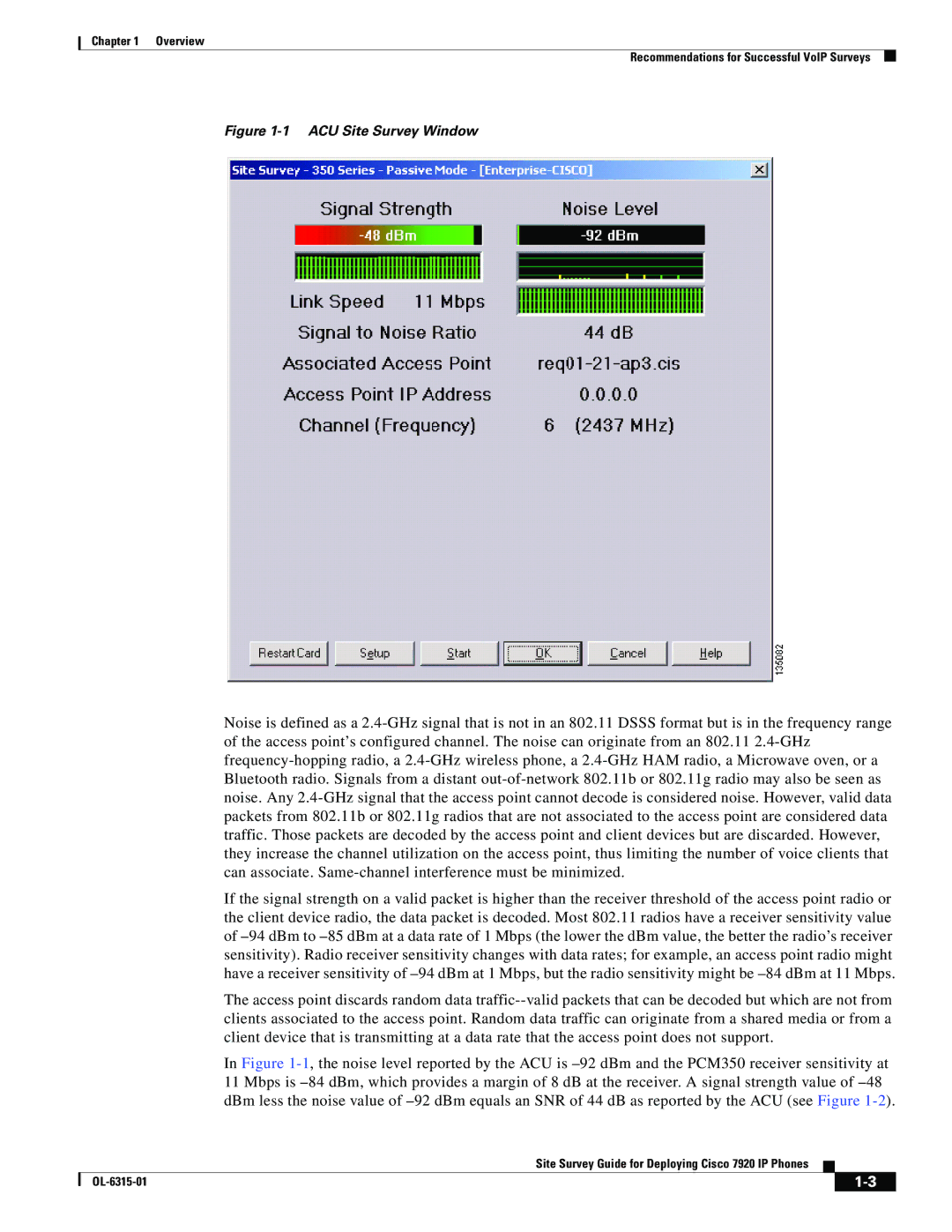 Cisco Systems 7920 manual ACU Site Survey Window 