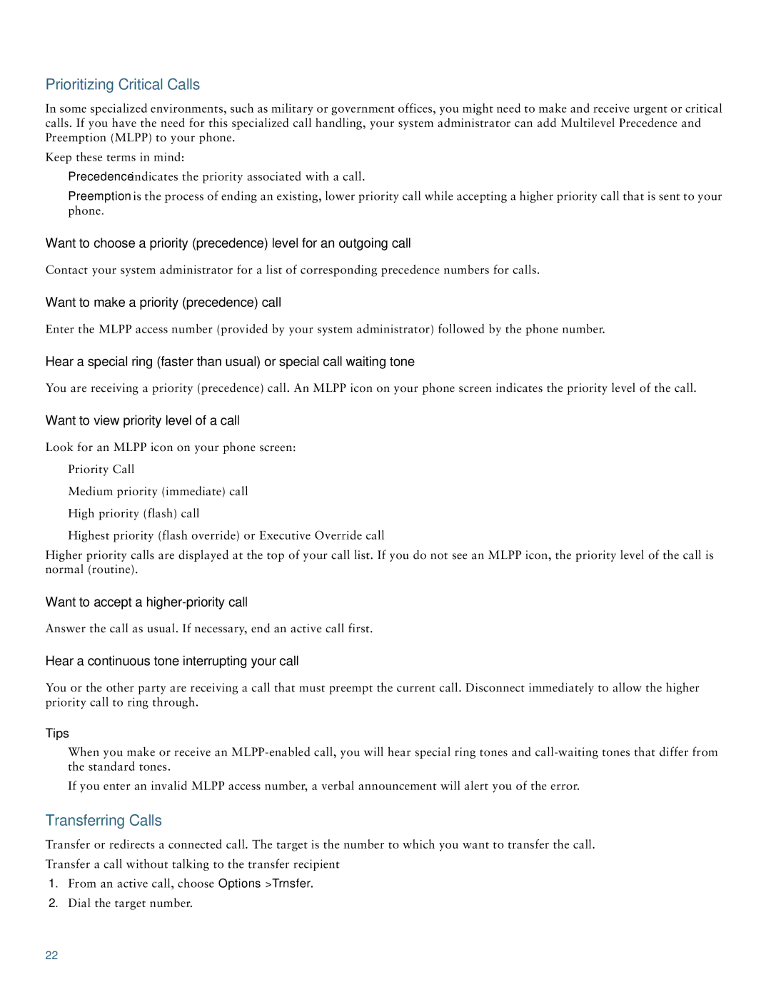 Cisco Systems 7921 manual Prioritizing Critical Calls, Transferring Calls 