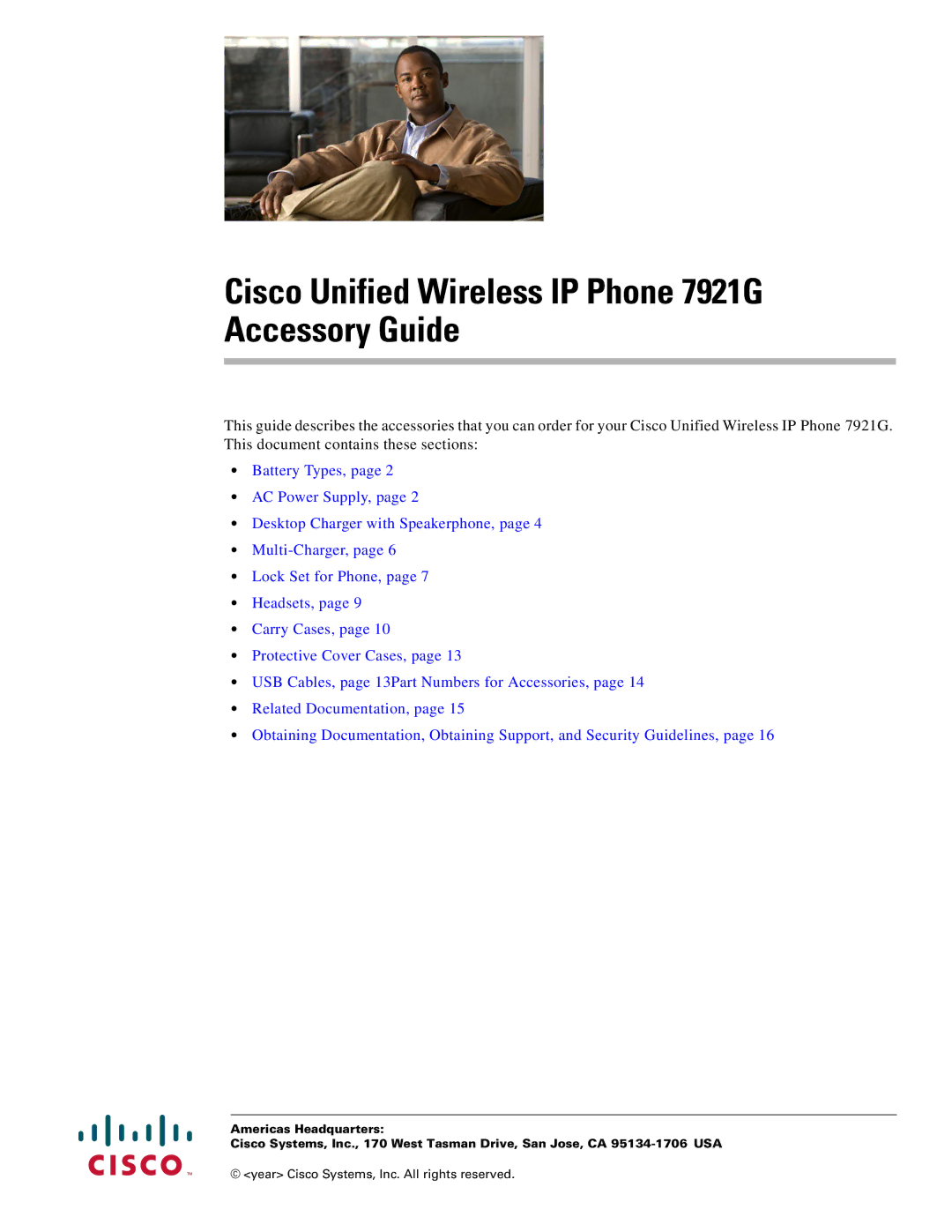 Cisco Systems manual Cisco Unified Wireless IP Phone 7921G Accessory Guide 