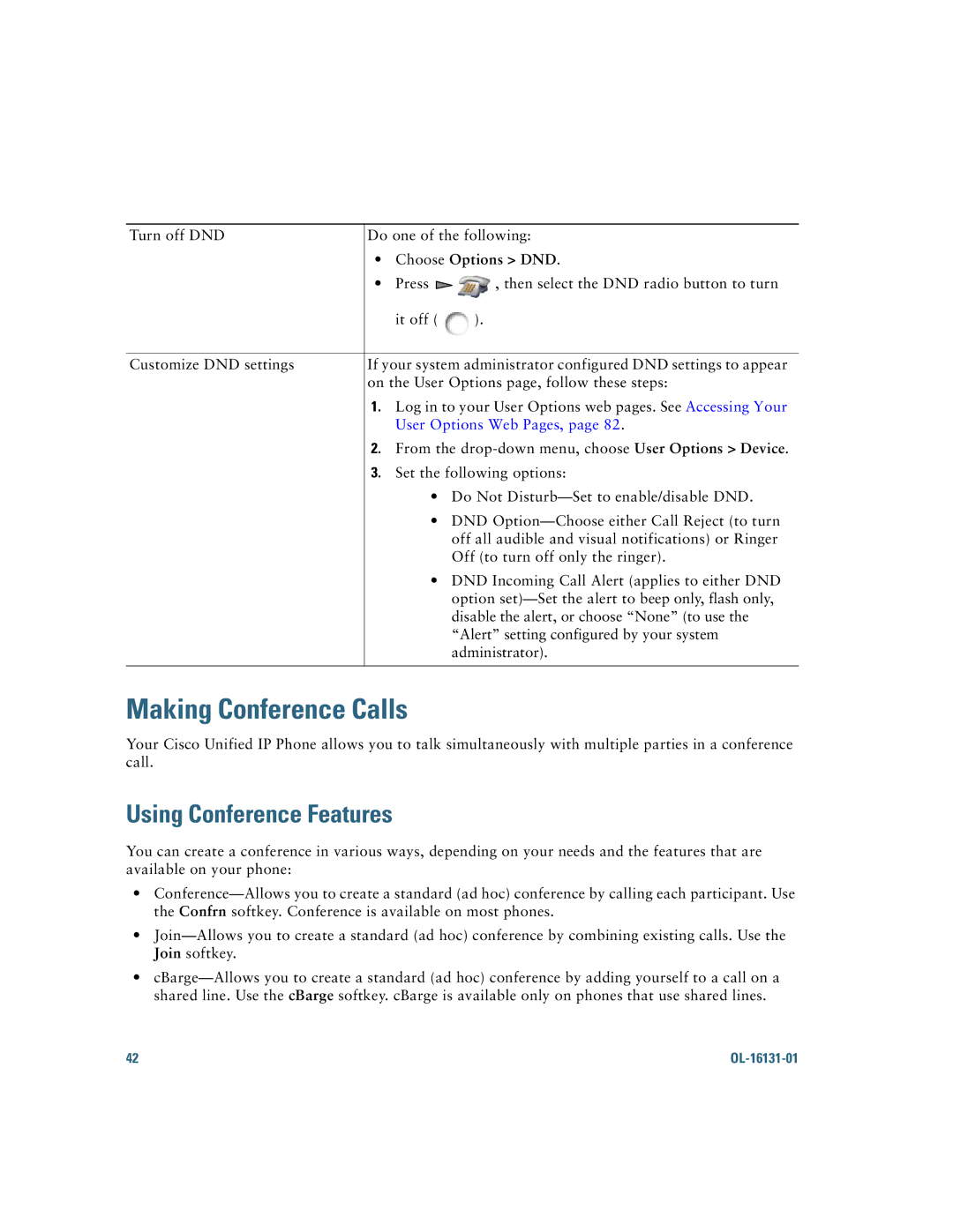 Cisco Systems 7921G manual Making Conference Calls, Using Conference Features 