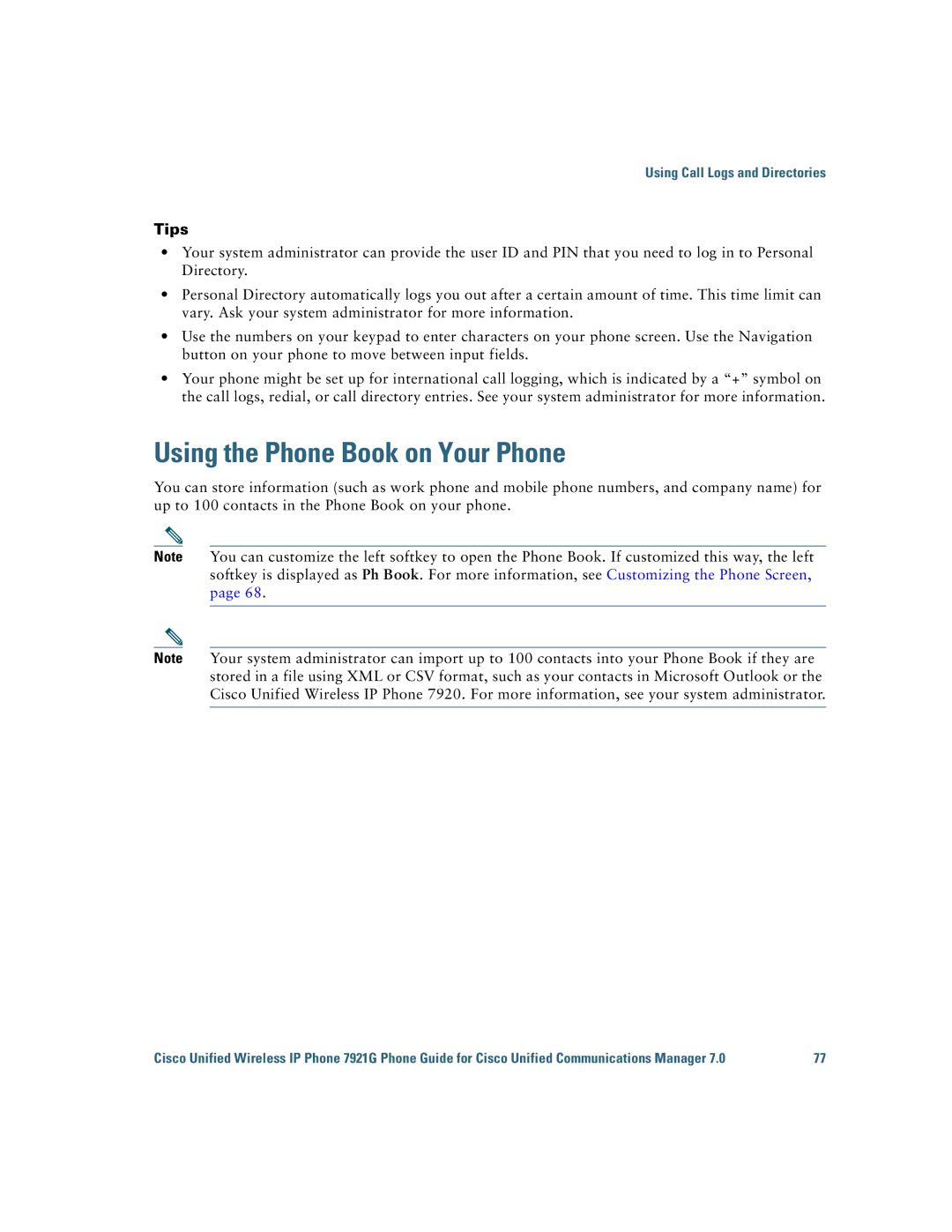 Cisco Systems 7921G manual Using the Phone Book on Your Phone, Tips 