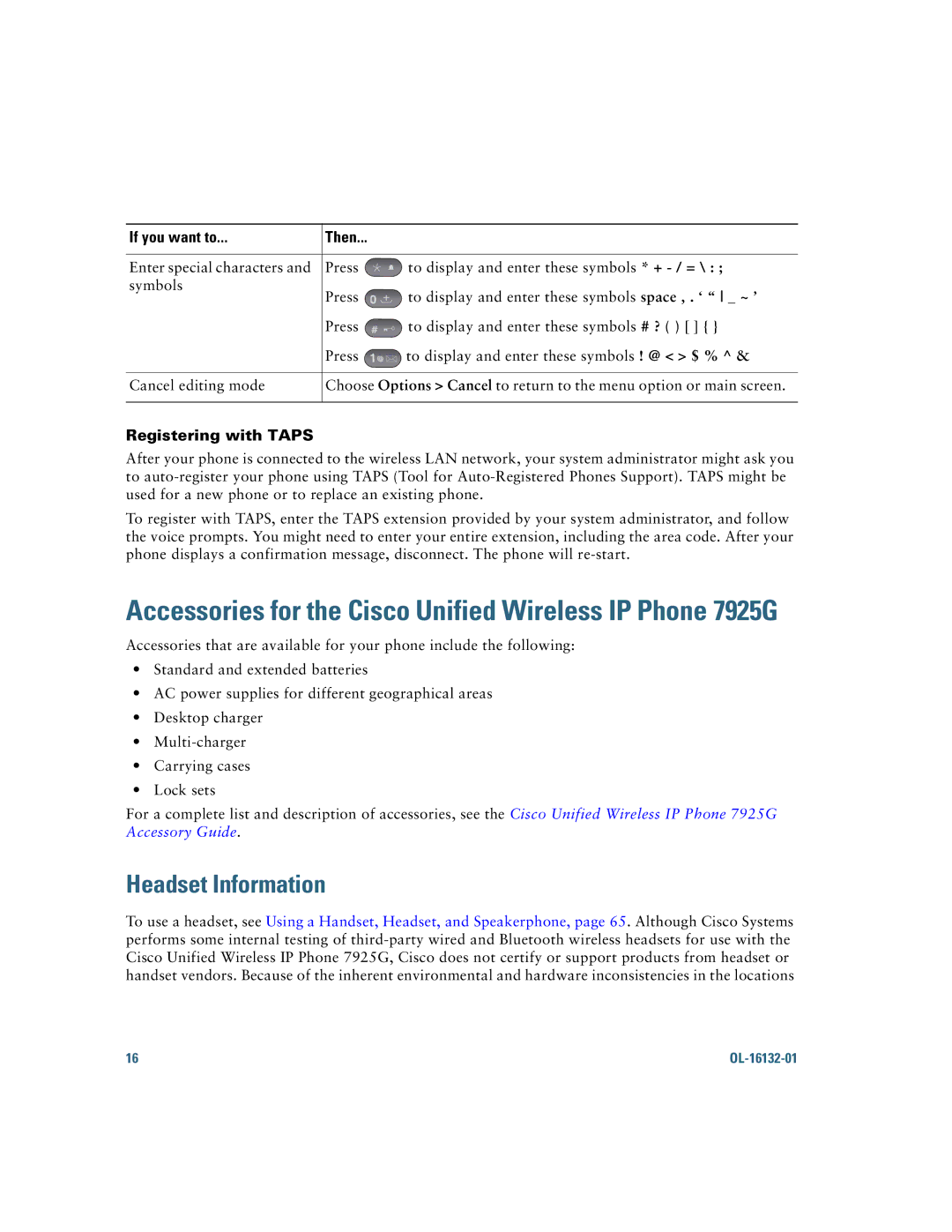 Cisco Systems 7925G manual Headset Information, Registering with Taps 