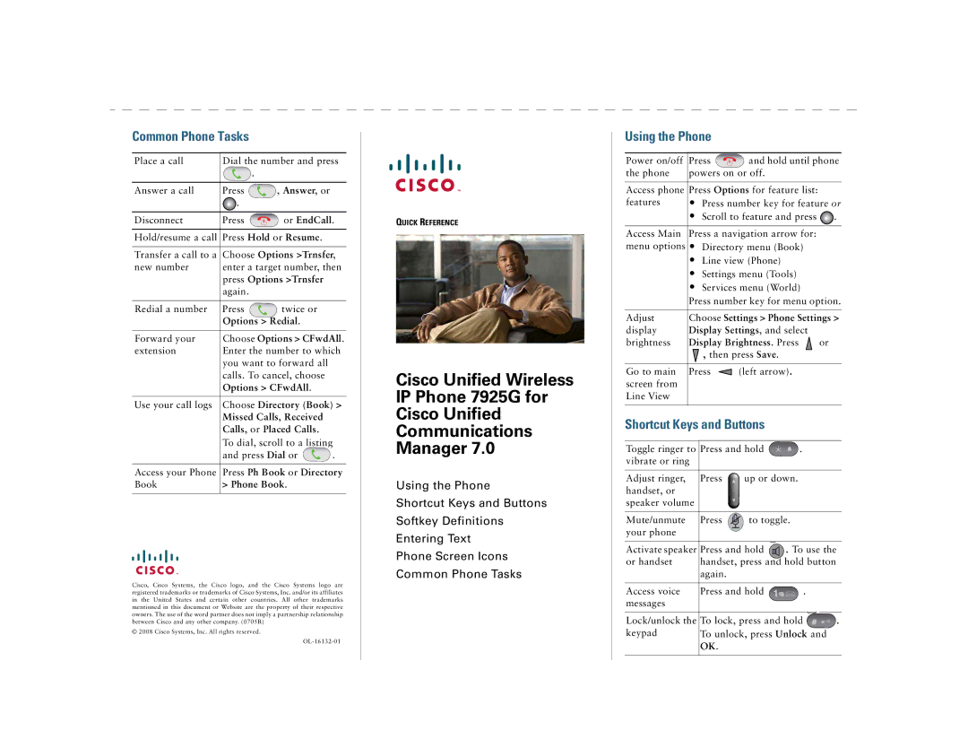 Cisco Systems 7925G manual Common Phone Tasks 