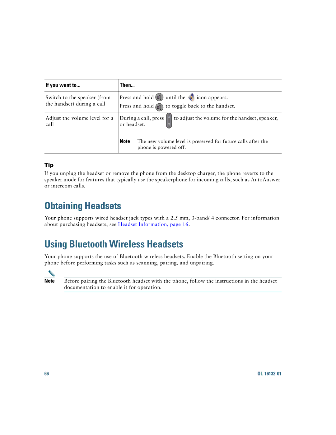 Cisco Systems 7925G manual Obtaining Headsets, Using Bluetooth Wireless Headsets 